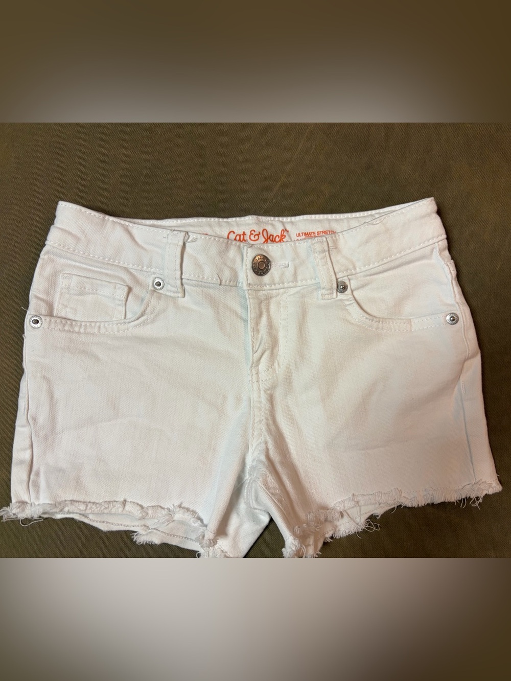 Cat & Jack White Frayed-Hem Denim Shorts